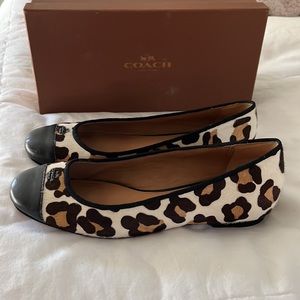 COACH Samantha Leopard calf hair flats